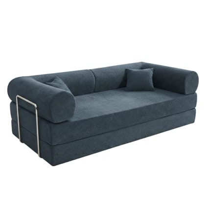 2-Sitzer-Schlafsofa aus Stoff mit modularen Kissen in Dunkelblau 204cm Wendy