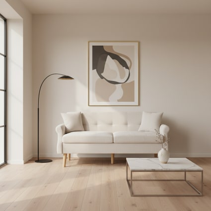 Divano in velluto a coste a 2 posti 208x103x75 cm - Divano modulare con braccioli curvi - Base antiscivolo e tessuto elastico - Ideale per il soggiorno - Beige