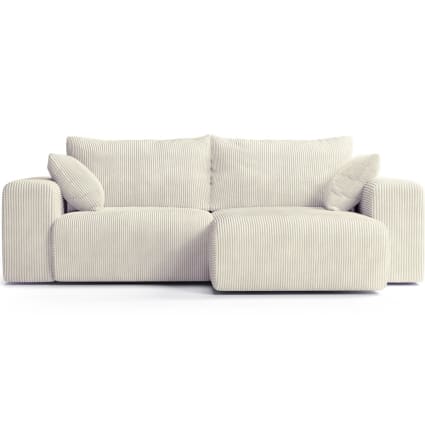 Canapé d'angle convertible réversible 3 places en velours côtelé beige