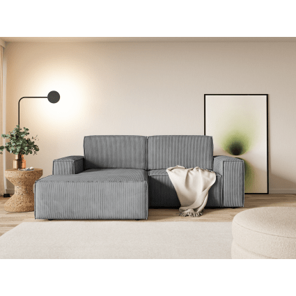 Ecksofa mit Cordbezug 2-Sitzer, Grau Kokko mini