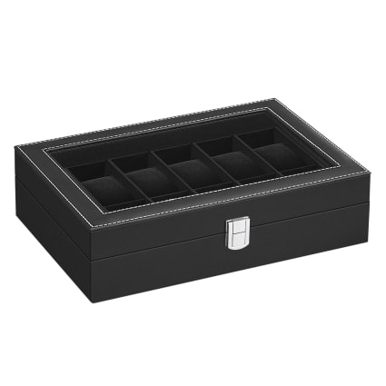 Boîte à montres à 12 emplacements serrure en métal noir | Maisons du Monde