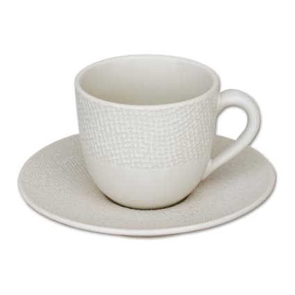 Tasses à Café Nymphea Avec Soucoupes - Lot De 6, Porcelaine Blanche, Capacité 12cl, Compatibles Lave-vaisselle Et Micro-ondes