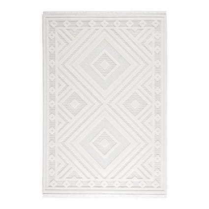 Tapis géométrique design en polyester crème 120x170 Cheyenne | Maisons