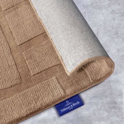 Tapis chambre 120 x 170 cm, laine tissée, motif géométrique, beige