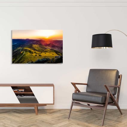 Tableau En Verre Trempé 60x80 Cm - Impression UV Paysage Montagnes Noires, Décoration Murale Moderne