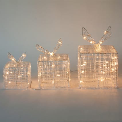 Set Di 3 Scatole Da Regalo, 48 Luci Natalizie a LED, Timer
