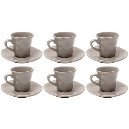 6er-Set Esspressotassen aus Keramik, grau Organic