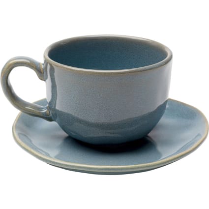 6er-Set Kaffeetassen aus Steingut, blau Organic