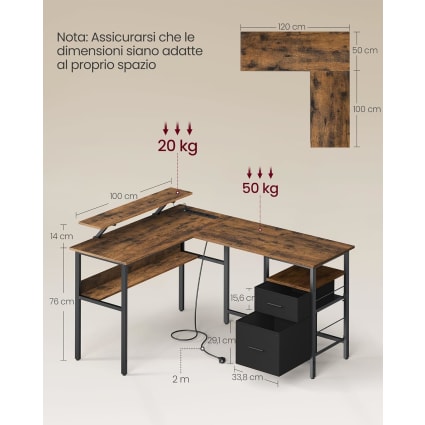 Scrivania da gioco con prese e porte USB, Scrivania per computer piccola con ripiano per monitor gancio per cuffie 2 Colori