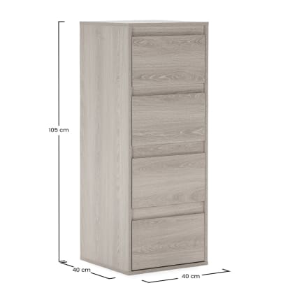 Forte Niko Comò con 4 cassetti, in legno, rovere Sonoma, 82 x 50 x 29 cm