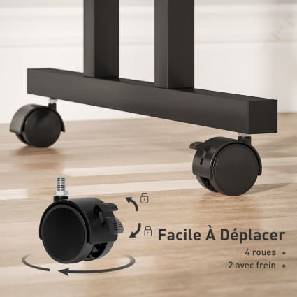 Bureau Debout Mobile COSTWAY - Plateau Inclinable 90° - Hauteur Réglable 74-109 Cm - Pliable