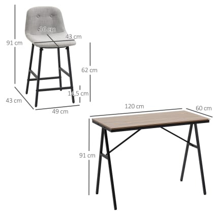 Tabouret Bill – Pliable, Argent/Hêtre – Tabouret avec dossier & repose-pieds, structure en acier, hauteur d'assise 73,5 cm – Peu encombrant & stable pour cuisine, bar & événements