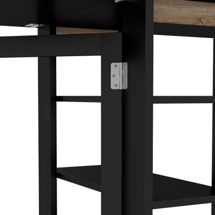 Table à Manger Pliable HOMCOM - 120x60 Cm, 3 étagères, Roulettes - Noir - Pour Petits Espaces