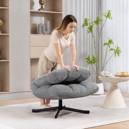 HOMCOM Fauteuil Salon Pivotant à 360°, Chaise Rembourrée En
