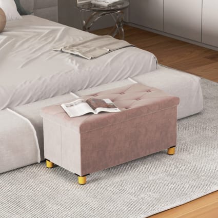 Banc de rangement pliable avec couvercle rose Homcom | Maisons du Monde