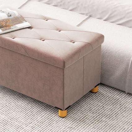 Banc de rangement pliable avec couvercle rose Homcom | Maisons du Monde