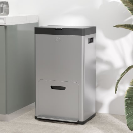 Poubelle De Cuisine 50L Inox - Pédale - Fermeture Douce Silencieuse - Design Moderne
