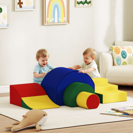 Set De 6 Blocs De Motricité AIYAPLAY – Mousse XXL Avec Housse Synthétique – Parcours Pour Bébé 6 à 72 Mois – Multicolore