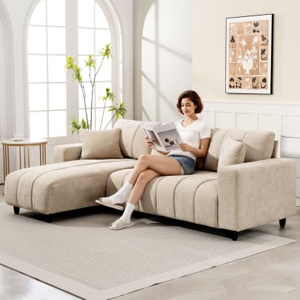 Canapé lit ALTEREGO DIVANI Odino canapé 3 places convertible beige 140 cm Pas Cher