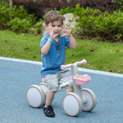 OHMG Tricycle 2en1, Vélo Bébé, Mini Draisienne, Trotteur, Selle Réglable, Trois Roues, De 18