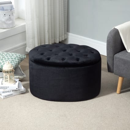 Banc de rangement rembourré espace de rangement noir Homcom | Maisons