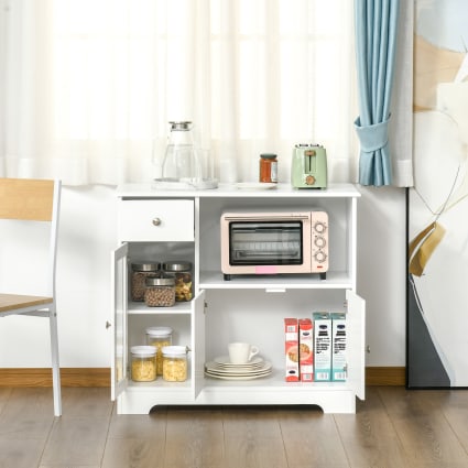 Meuble De Cuisine Elio Par Vicco - Buffet Micro-ondes Sur Roulettes Blanc