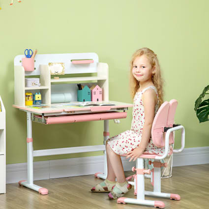 ENSEMBLE CHAISE ET bureau pour enfants hauteur réglable et inclinable rose EUR 127,50 - FR