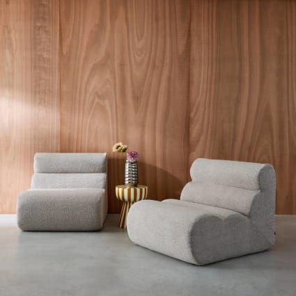 2er-Set Lounge-Sessel mit Bouclé-Bezug in beige Nova bouclé