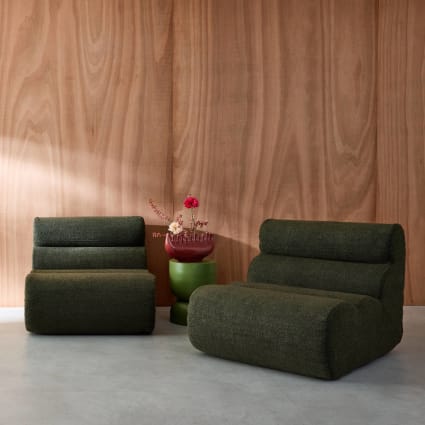 2er-Set Lounge-Sessel mit Bouclé-Bezug in khaki Nova bouclé