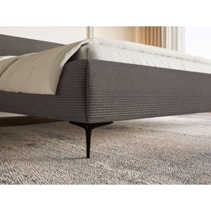 Polsterbett 160x200 mit Cordstoff, goldfarbenen Füßen, Grau Roule cord ...