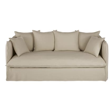 Canapé convertible Maisons du Monde Louvain en lin beige