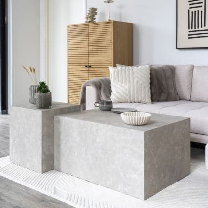 Couchtisch in beiger Marmoroptik 60 x 80 cm Vast