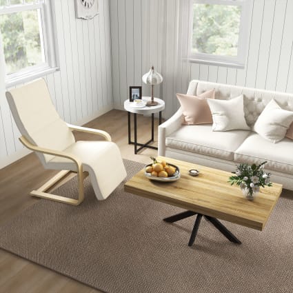 Tavolino Da Caffè Industriale Con 2 Ripiani In Legno - Tavolino Da Salotto 100x50x45 Cm, Stile Retrò Con Gambe In Legno E Scaffale Portaoggetti - 3
