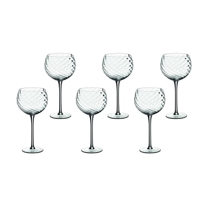 Set 2 calici vino 510 ml in vetro decoro righe verticali Opt