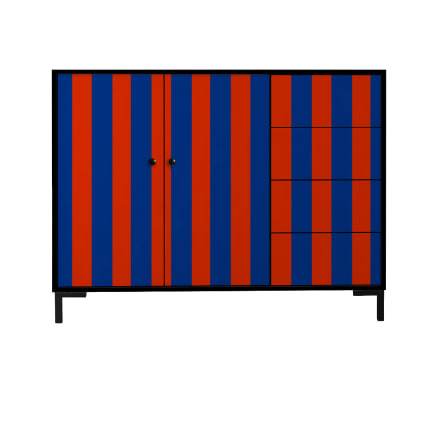 Credenza Säkylä Comò con Ante in Vetro Scanalato 84x64x35 cm Rosso Vino [en.casa] | Leroy Merlin