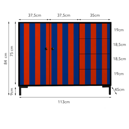 Cello Credenza Compatta 2 Ante In Plastica Per Bambini – Colori Rosso E Blu – Armadietto Portagiochi 37x59,2x63,5 Cm