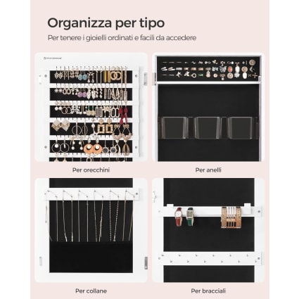BELLE VOUS Espositore Gioielli Porta Orecchini - L12,8 x L13 x A24,5 cm - Organizer Gioielli Portagioie Donna in Acrilico con Cassetti Velluto per Bracciali ed Anelli - Porta Collane Da Tavolo