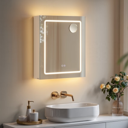TaoHFE Armadio Da Bagno A Parete Con Specchio, In MDF Verniciato, Impermeabile, Antirumore, Design Salvaspazio