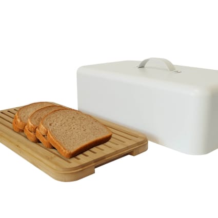 Scatola Per Il Pane In Metallo DreamsEden Grande Bianca: Contenitore Vintage Per 2 Pagnotte, Con Maniglie, Per Piano Cucina