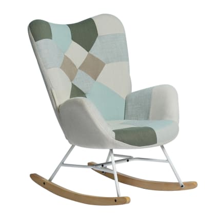 Skandinavischer Patchwork-Sessel aus Polyestergewebe, aqua Epping