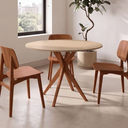 Runder Esstisch, eichefarbe Esche, MDF, Braun Beige Jubi