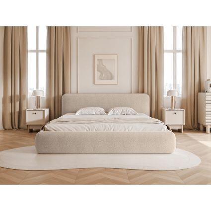 Polsterbett aus Bouclé-Stoff 200x200 cm, Beige Herat