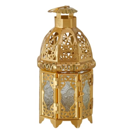 Lanterne métal doré style oriental 10x10x21cm