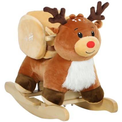 Cheval à Bascule Pour Enfants Bakaji - Sons Réalistes, Bouche Qui Bouge, Structure Bois Et Peluche Douce, Idéal Pour Imagination Et Équilibre (Beige)