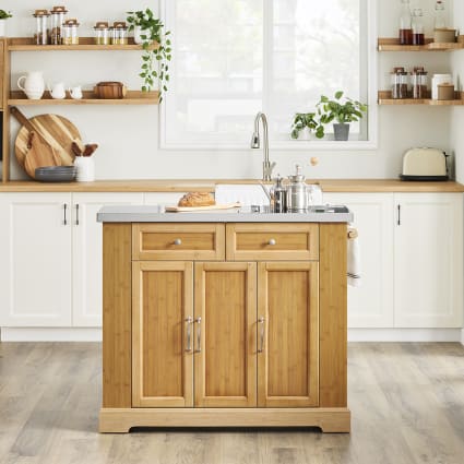Idemon Zona pranzo espandibile su ruote Isola cucina con cassetti Idemon Zona pranzo espandibile su ruote Isola cucina con cassetti