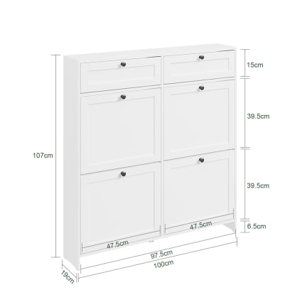 Schuhschrank mit 2 schubladen weiß 100x19x107cm modern