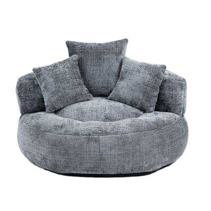 Runder Stoff-Loungesessel mit Kissen, Grau