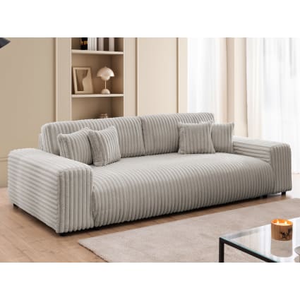 Schlafsofa mit Bettkasten aus Hellgrau Plüschcord Mollis