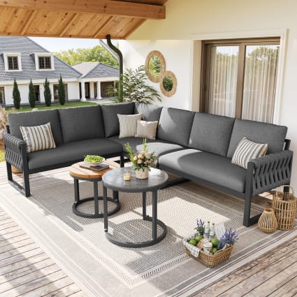 Gartenmöbel aus Metall & Olefin mit Sofa 110x66x86cm Grau