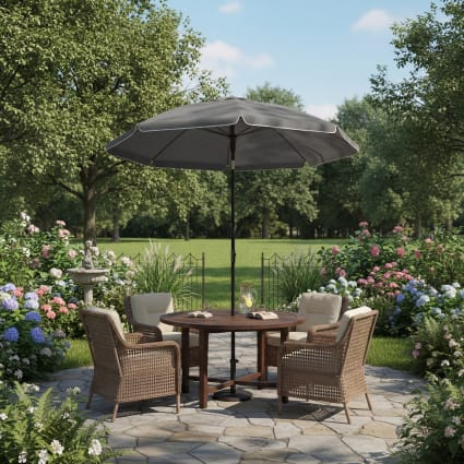 Outsunny Parasol Plage Jardin 180cm Inclinable UV50+ Avec Sac Transport - Gris Foncé